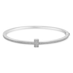 Tiffany & Co. 18 Karat White Gold Diamond T Hinged Bangle Bracelet