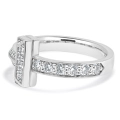 Tiffany & Co. 18 Karat White Gold Diamond T Ring
