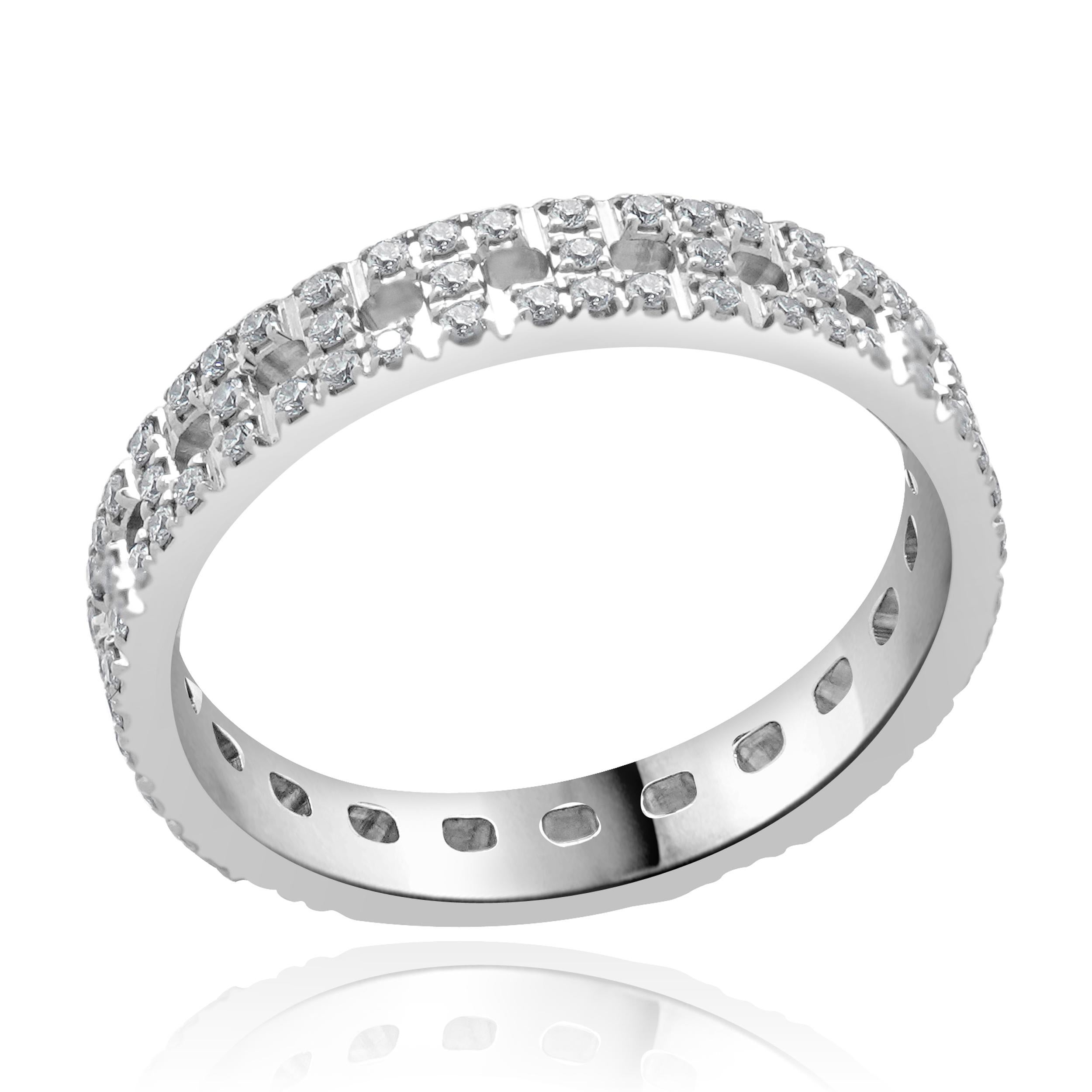 Round Cut Tiffany & Co. 18 Karat White Gold Diamond T True Ring