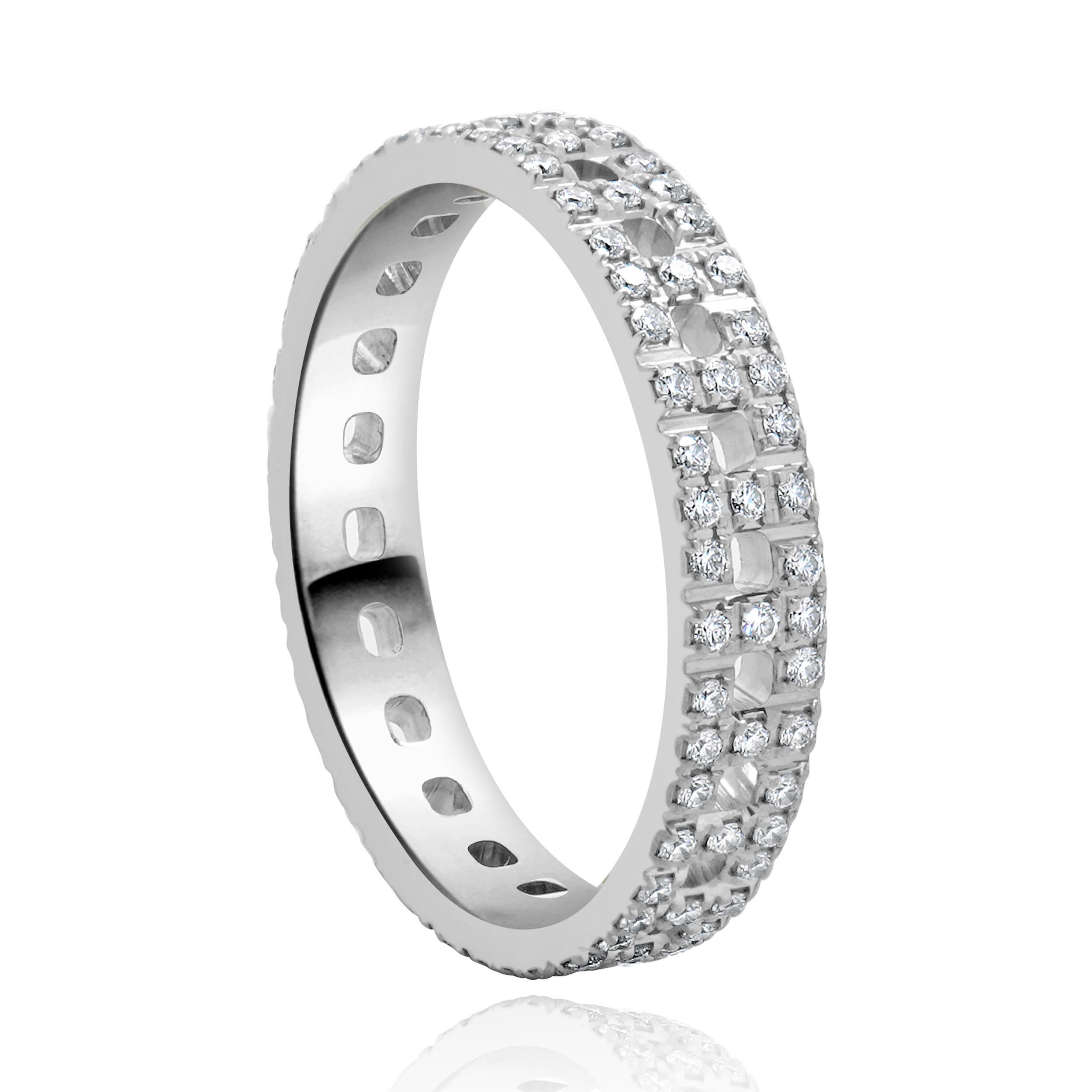 Tiffany & Co. 18 Karat White Gold Diamond T True Ring In Excellent Condition In Scottsdale, AZ