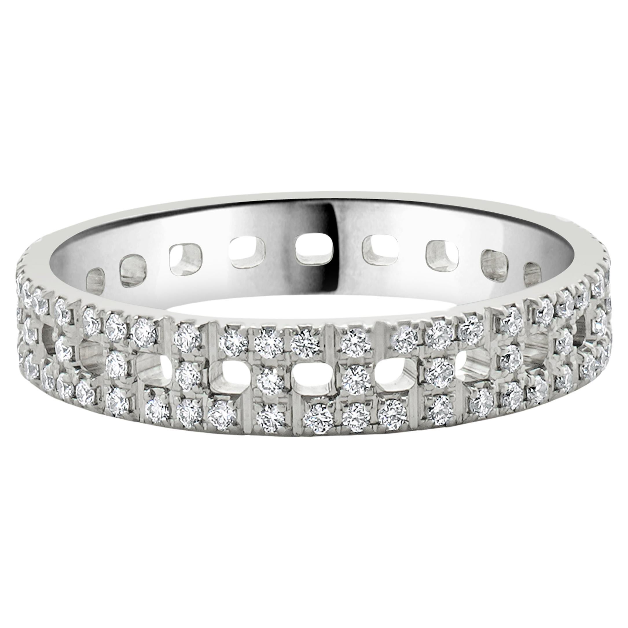Tiffany & Co. 18 Karat White Gold Diamond T True Ring
