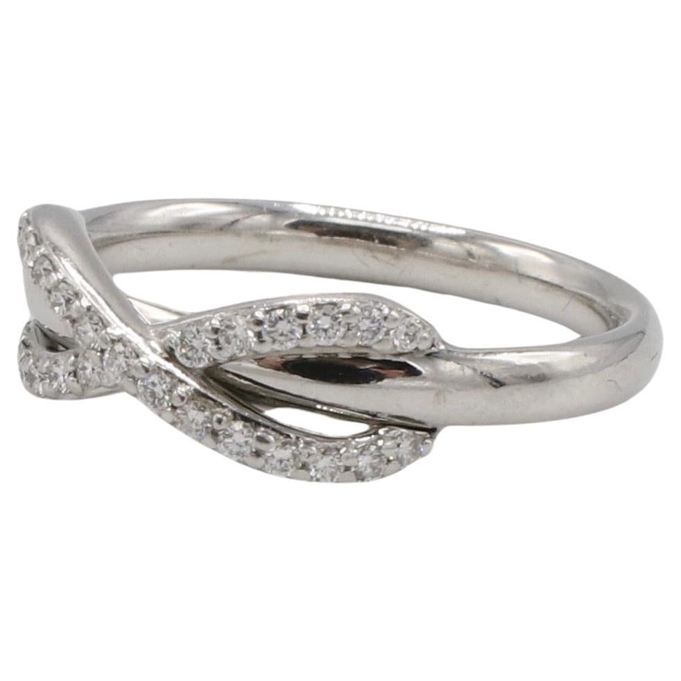 Modern Tiffany & Co. 18 Karat White Gold Natural Diamond Infinity Band Ring 