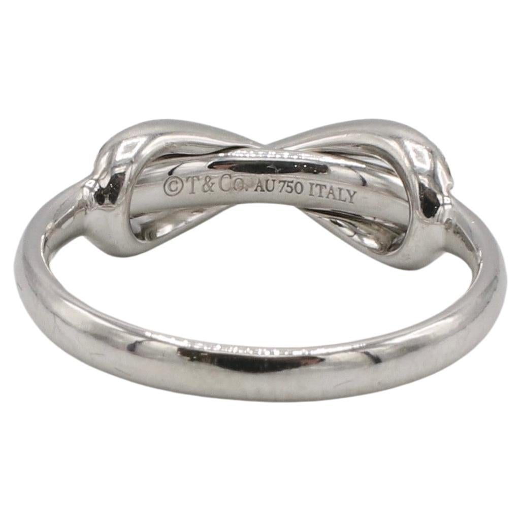Round Cut Tiffany & Co. 18 Karat White Gold Natural Diamond Infinity Band Ring 