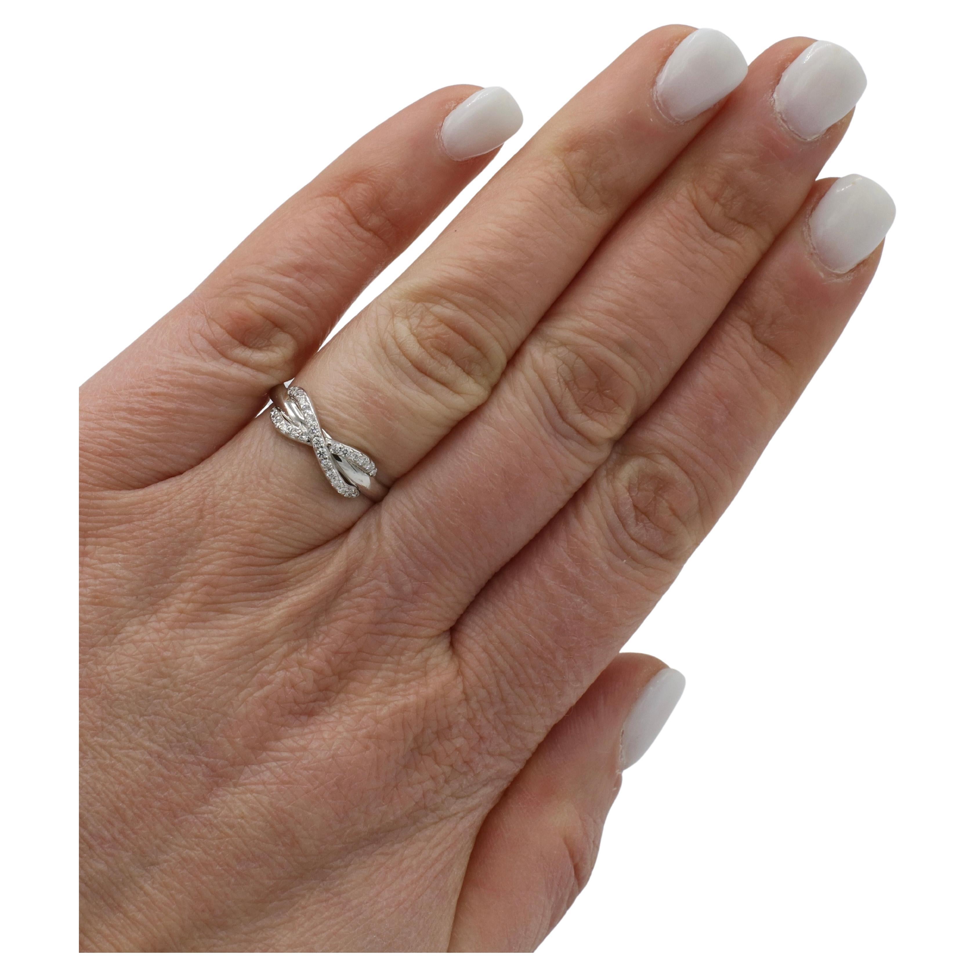 Women's Tiffany & Co. 18 Karat White Gold Natural Diamond Infinity Band Ring 