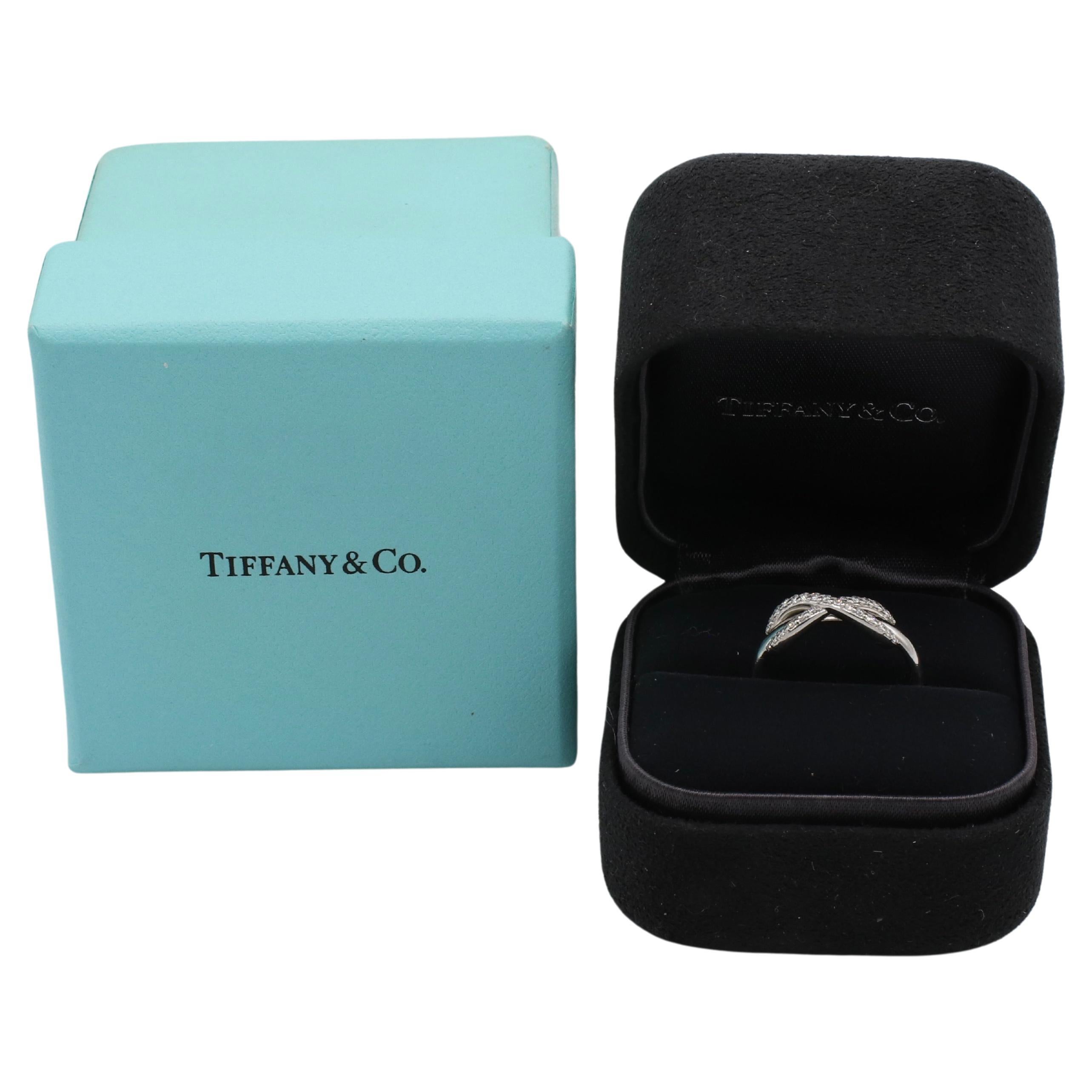 Tiffany & Co. 18 Karat White Gold Natural Diamond Infinity Band Ring  1