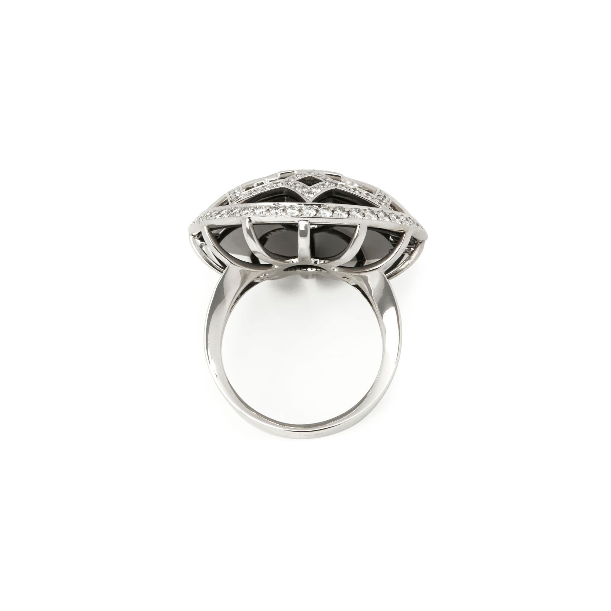 Modern Tiffany & Co. 18 Karat White Gold Onyx and Diamond Paloma Picasso Zellige Ring
