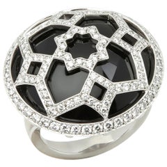 Tiffany & Co. 18 Karat White Gold Onyx and Diamond Paloma Picasso Zellige Ring