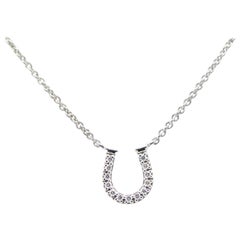 Tiffany & Co. 18 Karat White Gold Pave Diamond Horse Shoe Pendant Necklace