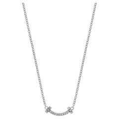 Tiffany & Co. 18 Karat White Gold T Smile Diamond Necklace