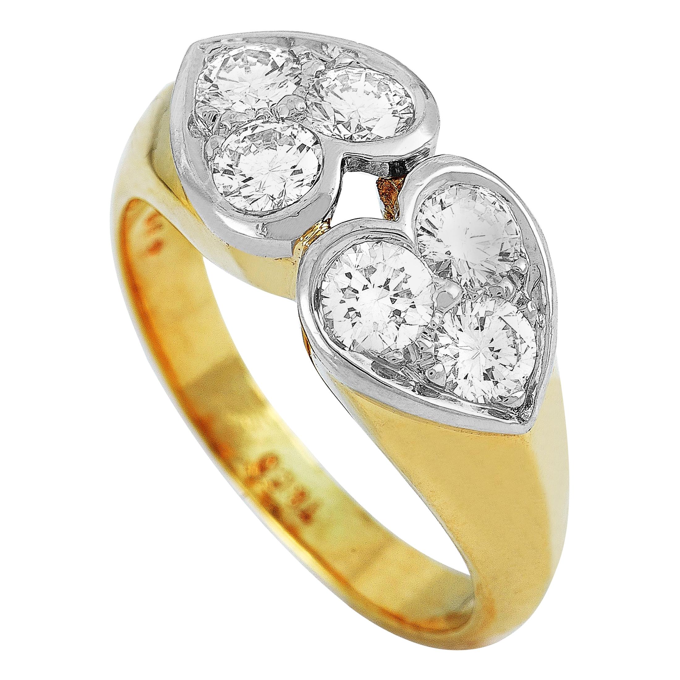 Tiffany & Co. 18 Karat Yellow and White Gold 0.70 Carat Diamond Ring