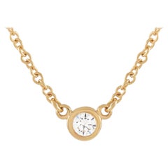 Tiffany & Co. 18 Karat Yellow Gold 0.10 Carat Diamond Solitaire Pendant Necklace