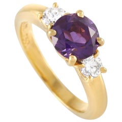 Tiffany & Co. 18 Karat Yellow Gold 0.35 Carat Diamond and Amethyst Ring