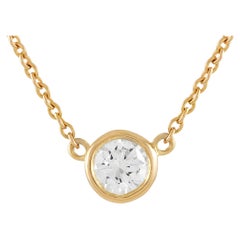Tiffany & Co. 18 Karat Yellow Gold 0.35 Carat Diamond Solitaire Necklace