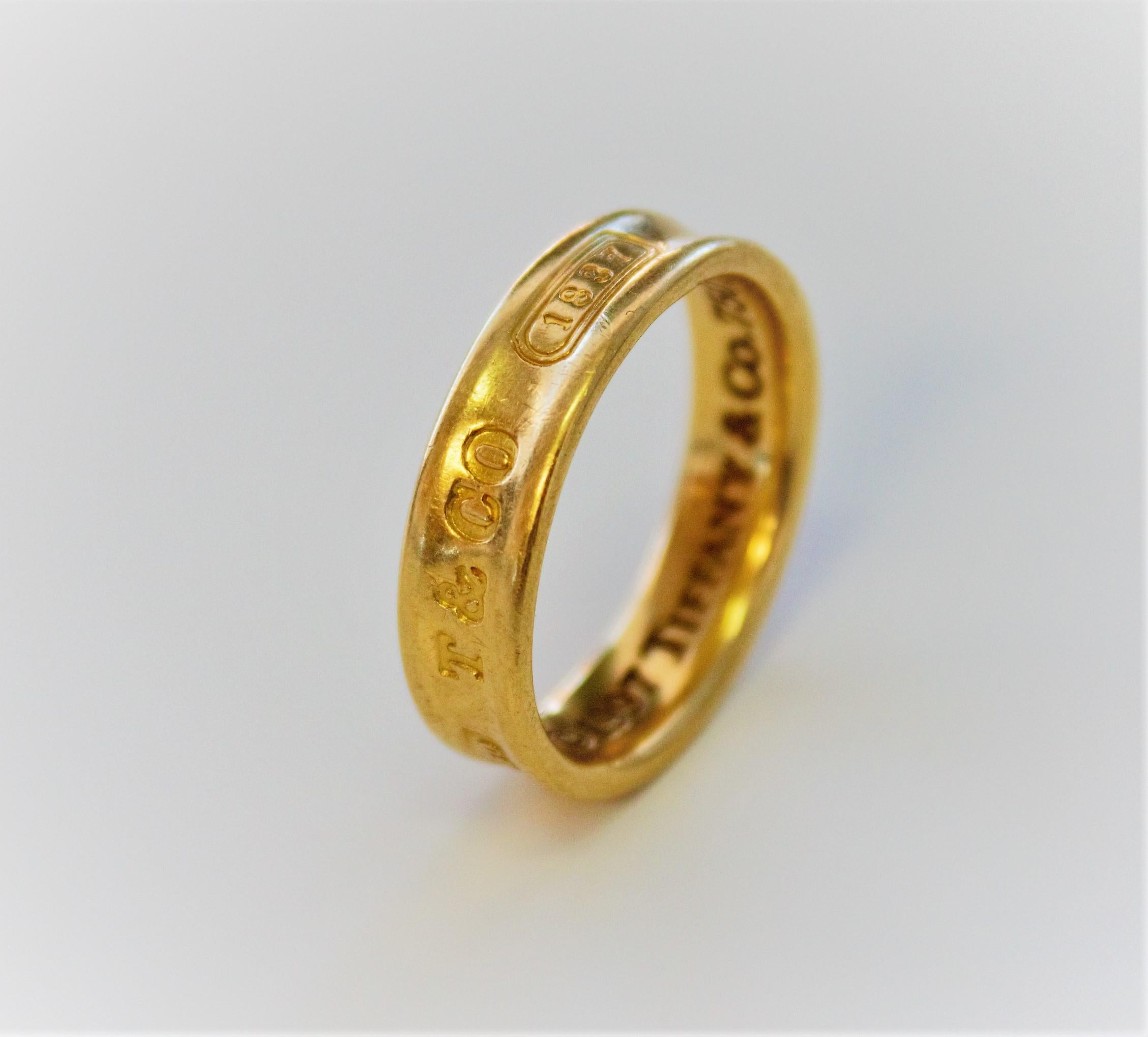 Tiffany & Co. 18 Karat Yellow Gold 1837 Band Ring 2