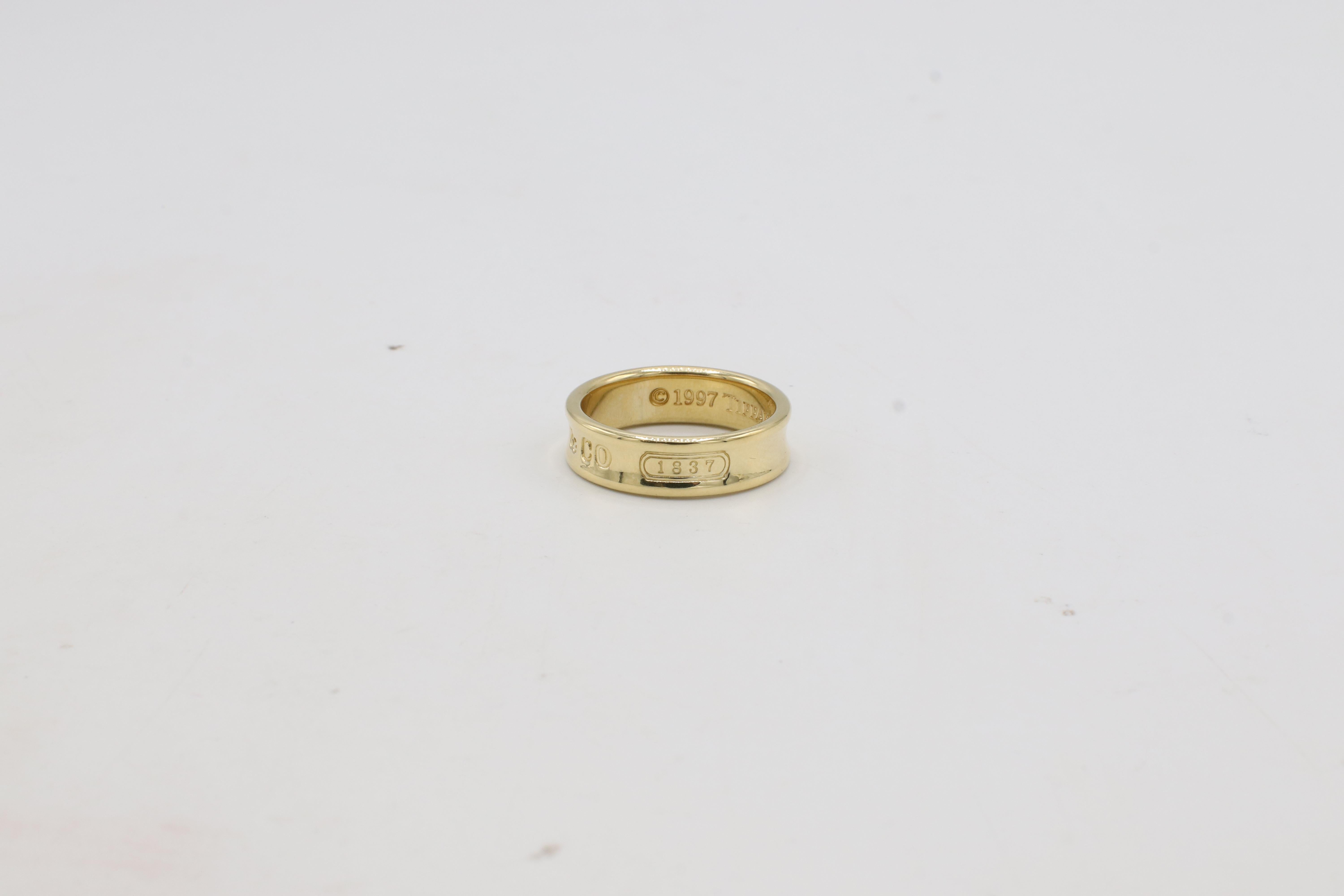 Tiffany & Co. 18 Karat Gelbgold 1837 Signature Band Ehering 1997 im Angebot 3