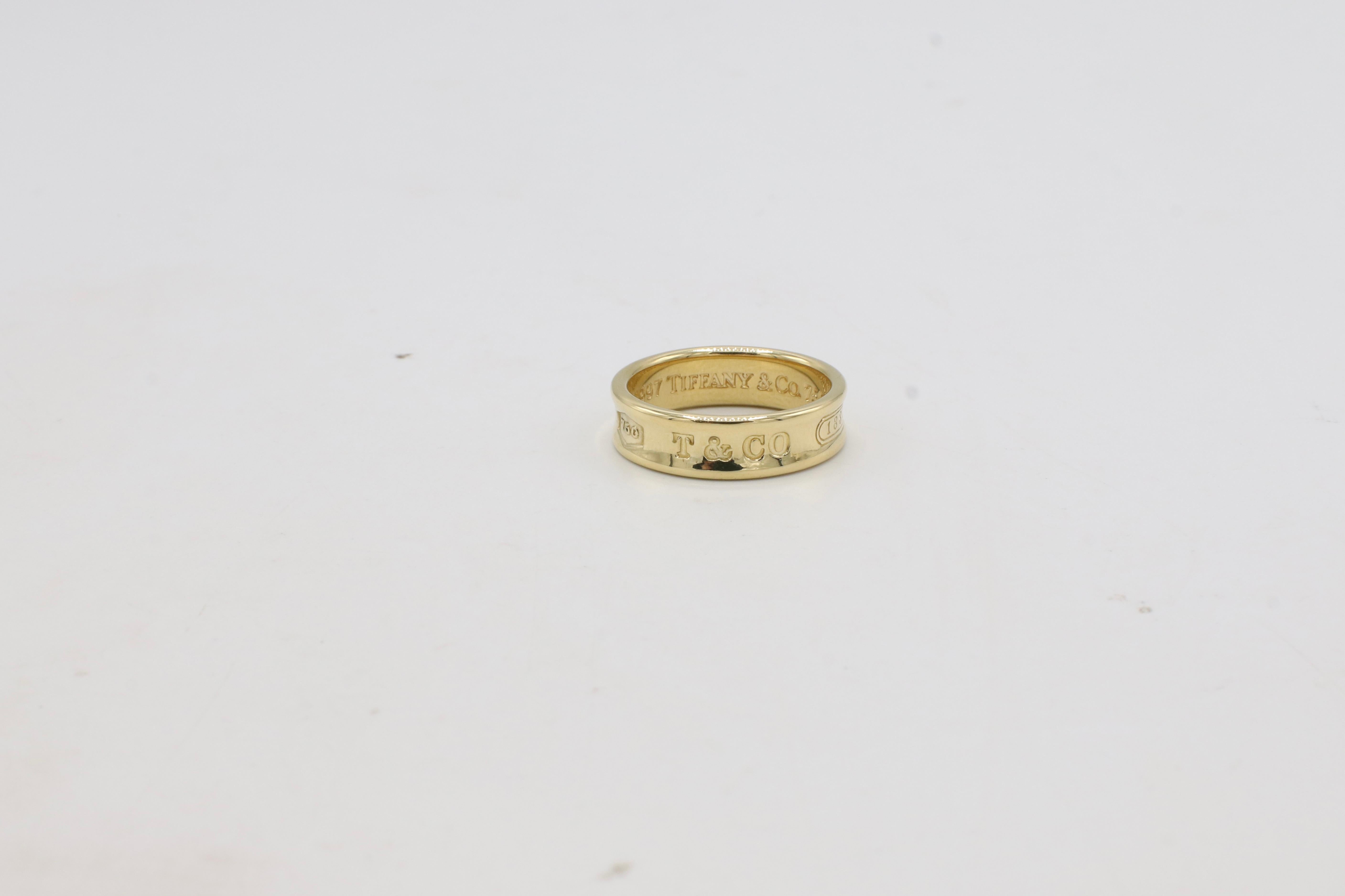 Tiffany & Co. 18 Karat Gelbgold 1837 Signature Band Ehering 1997 im Angebot 4