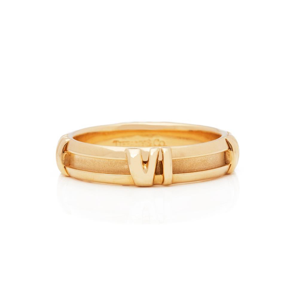 Code: COM1940
Brand: Tiffany & Co.
Description: 18k Yellow Gold 1995 Atlas Ring
Accompanied With: Presentation Box
Gender: Ladies
UK Ring Size: K 1/2
EU Ring Size: 50 1/2
US Ring Size: 5 1/2
Resizing Possible?: NO
Band Width: 4mm
Condition:
