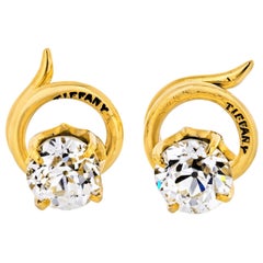 Tiffany & Co. 18 Karat Yellow Gold 2.00 Carat Round Cut Diamond Cufflinks