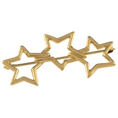 Tiffany & Co. Broche de oro amarillo de 18 quilates con 3 estrellas Vintage 1986 Bonito