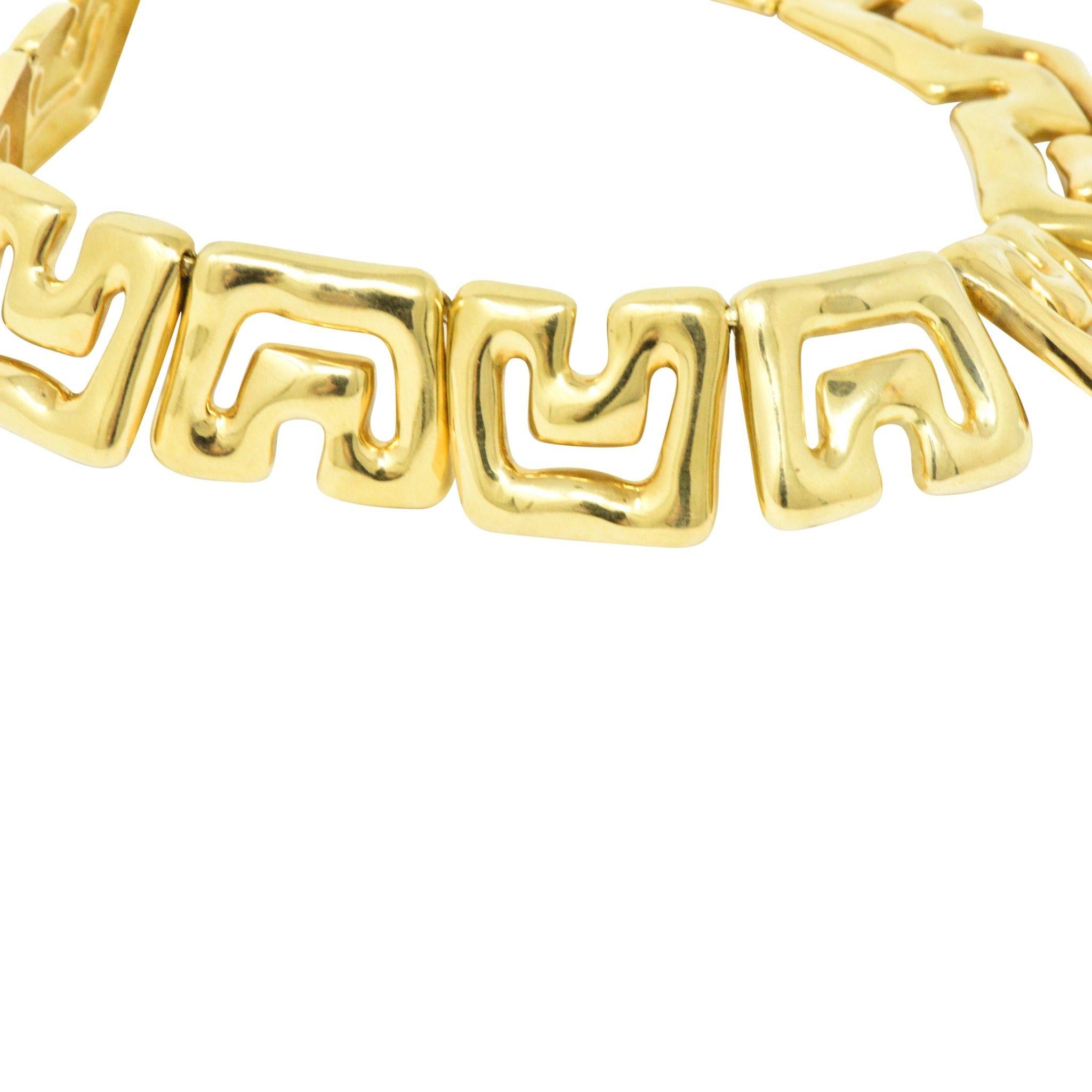 Modernist Tiffany & Co. 18 Karat Gold Geometric Linked Collar Necklace
