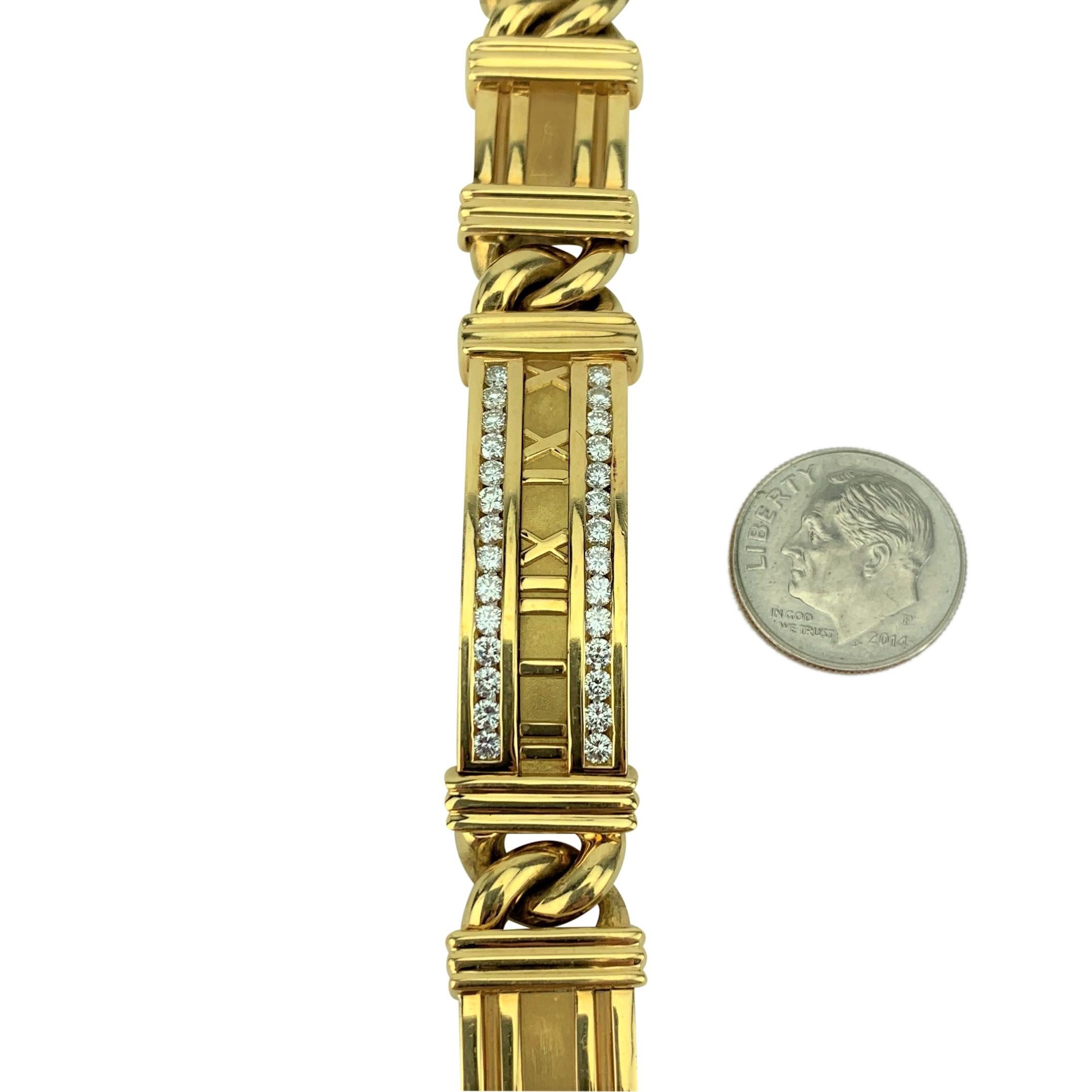 Round Cut Tiffany & Co. 18 Karat Yellow Gold and 1 Carat Diamond Atlas Bracelet