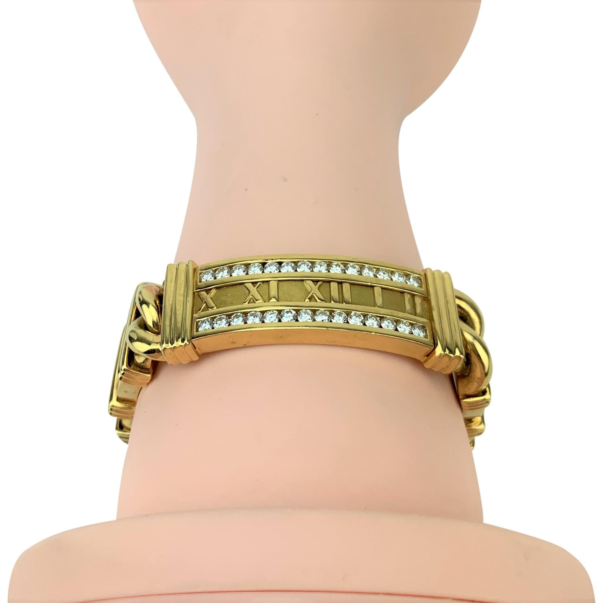 Tiffany & Co. 18 Karat Yellow Gold and 1 Carat Diamond Atlas Bracelet 2