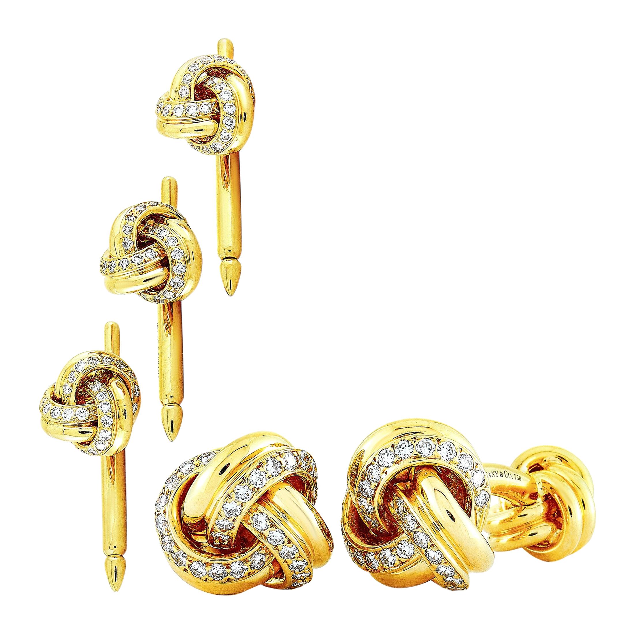 Tiffany & Co. 18 Karat Yellow Gold and 2.30 Carat Diamond Tuxedo Set