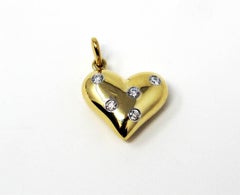 Tiffany & Co. 18 Karat Yellow Gold and Diamond Etoile Heart Shaped Pendant Charm