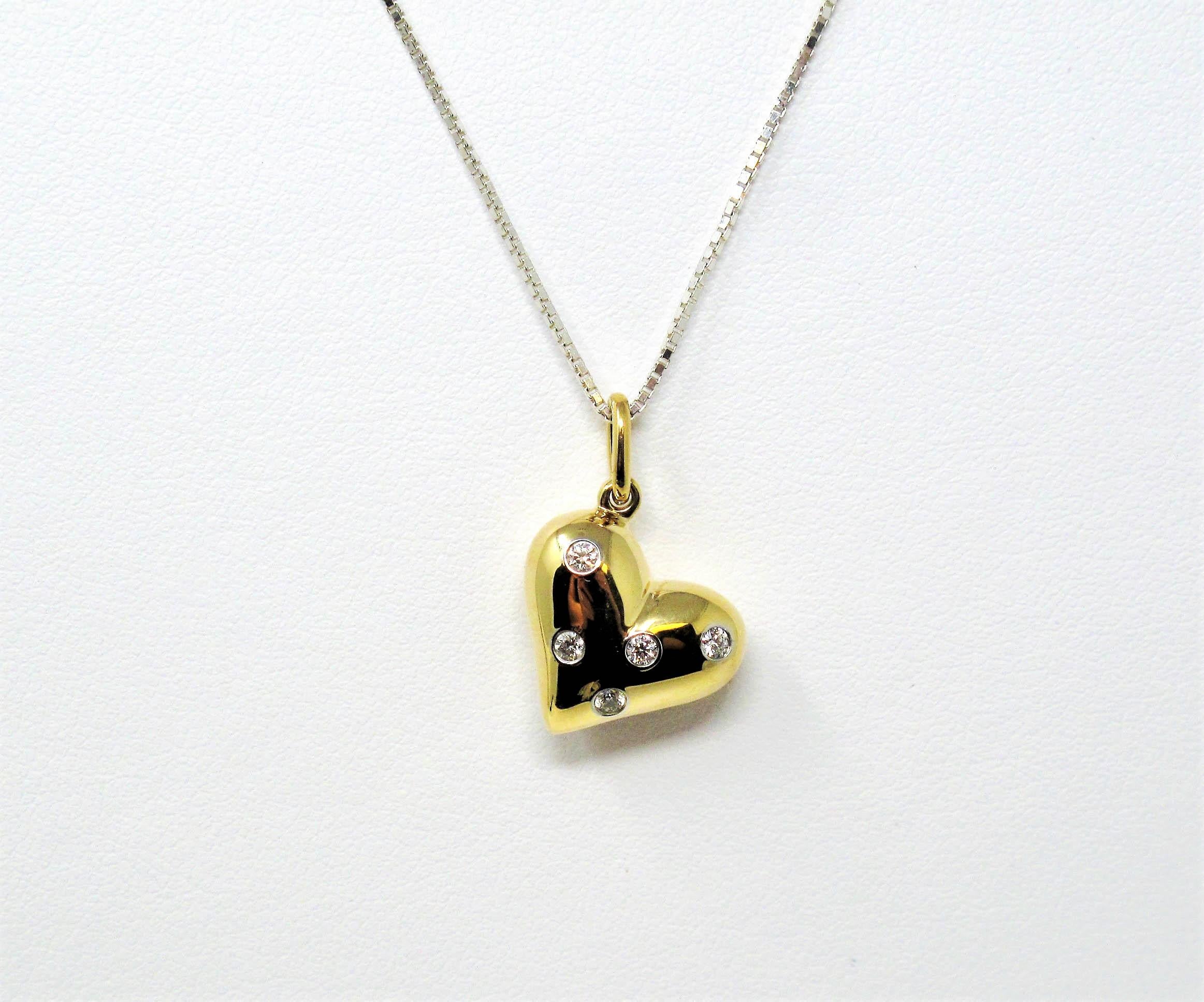 Tiffany & Co. 18 Karat Yellow Gold and Diamond Etoile Heart Shaped Pendant Charm 1