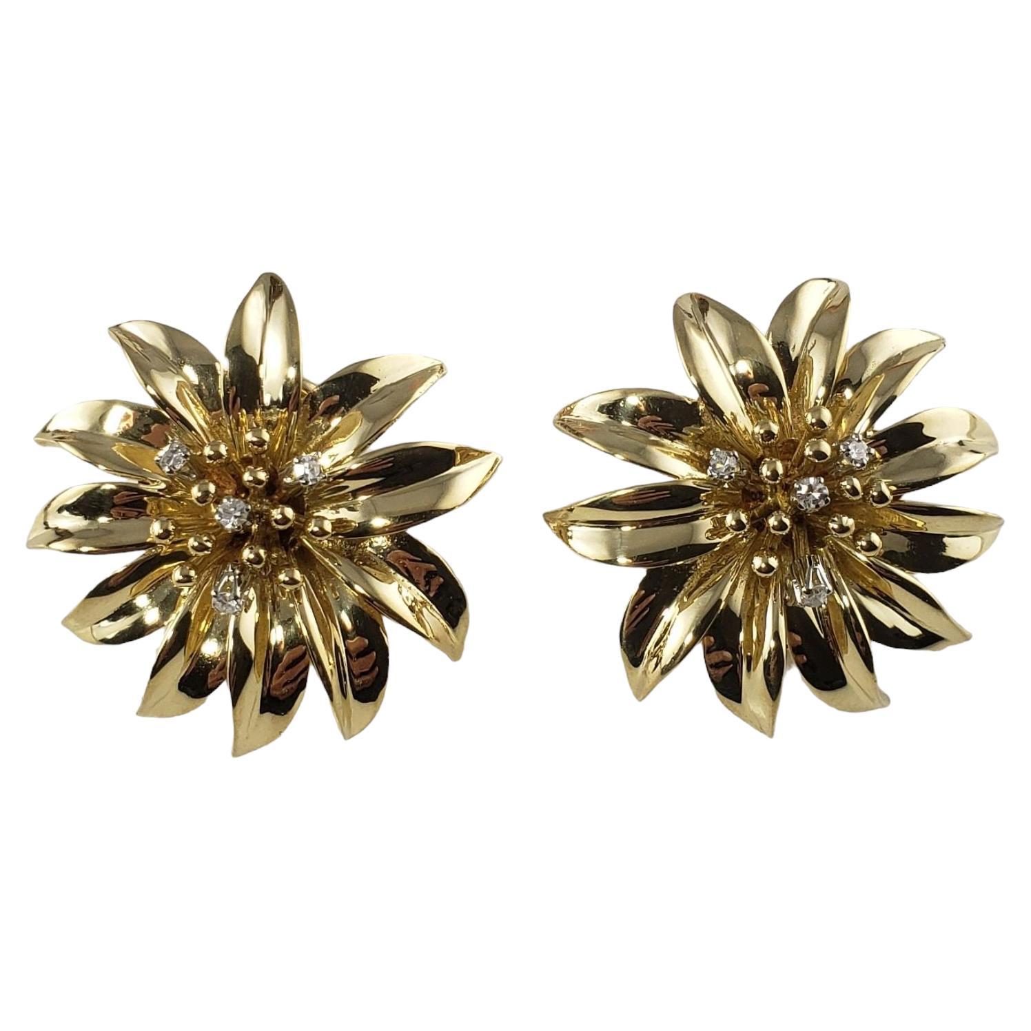 Tiffany & Co. 18 Karat Yellow Gold and Diamond Flower Earrings