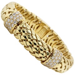 Tiffany & Co. 18 Karat Yellow Gold and Diamond Vannerie Bracelet
