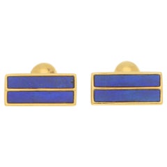 Tiffany & Co Blue Lapis Cufflinks Set in 18k Yellow Gold