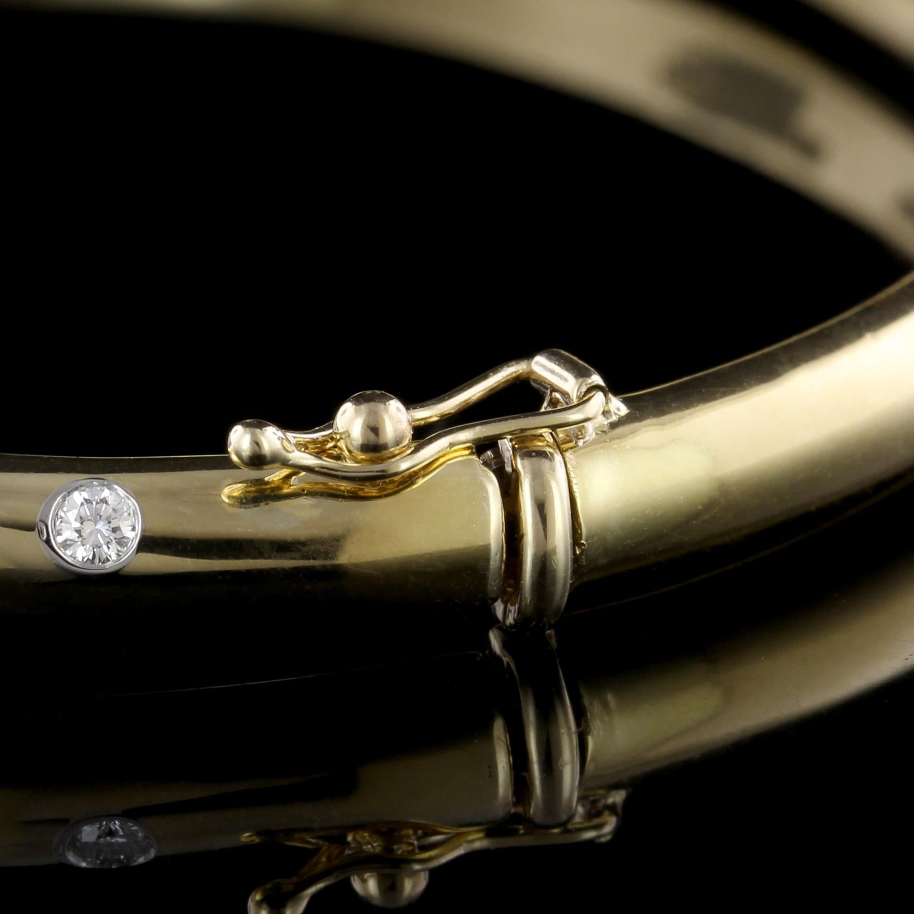 Tiffany & Co. 18 Karat Yellow Gold and Platinum Diamond Etoile Bangle In Good Condition In Nashua, NH