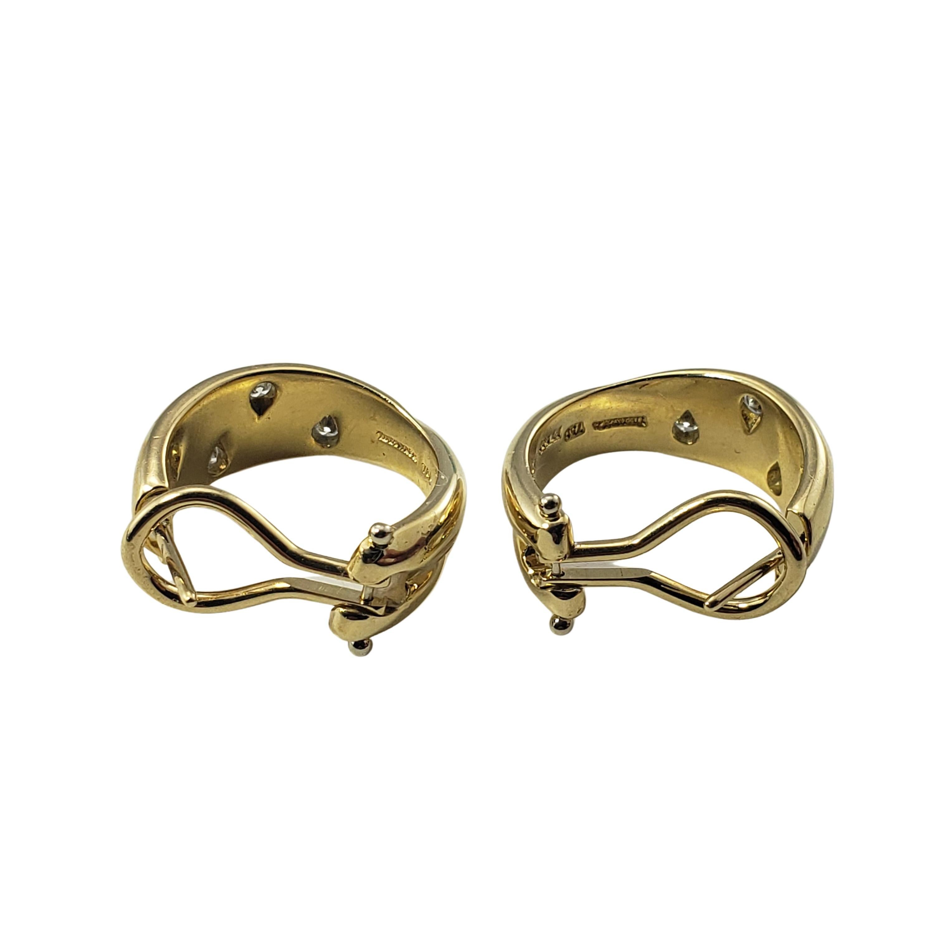 Tiffany & Co. 18 Karat Yellow Gold and Platinum Etoile Hoop Earrings In Good Condition In Washington Depot, CT