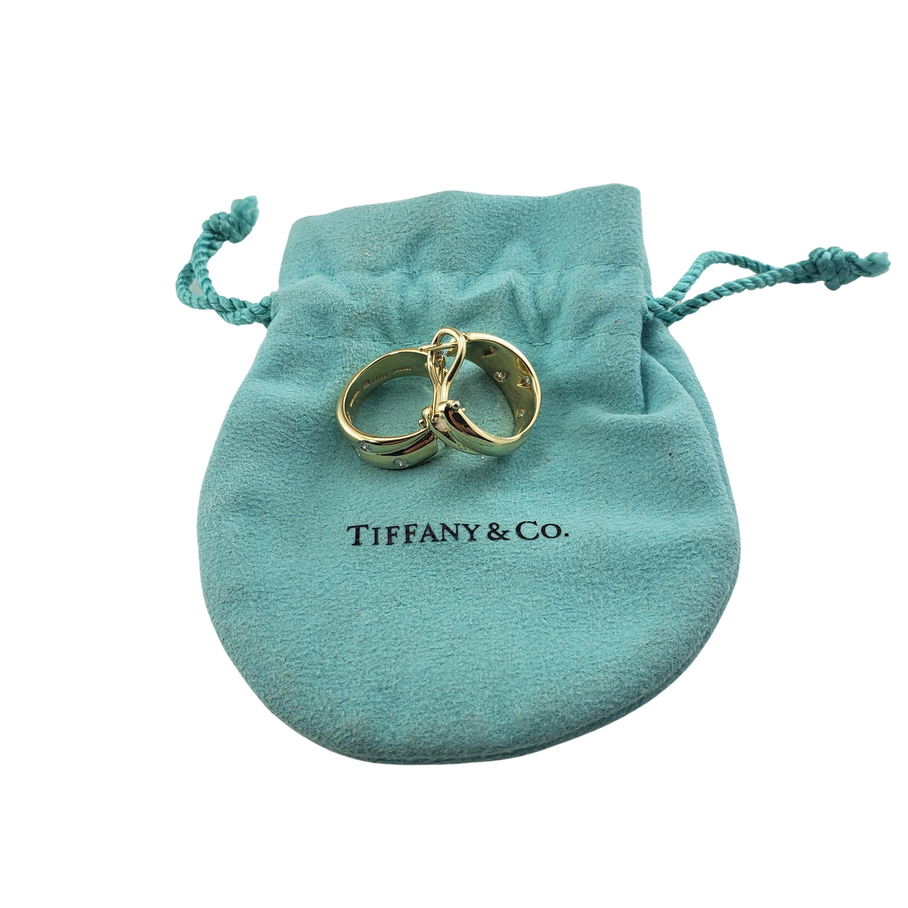 Tiffany & Co. 18 Karat Yellow Gold and Platinum Etoile Hoop Earrings 3