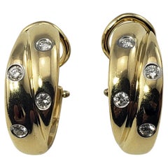 Tiffany & Co. 18 Karat Yellow Gold and Platinum Etoile Hoop Earrings