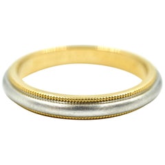 Tiffany 
Co. 18 Karat Yellow Gold and Platinum Gents Wedding Band