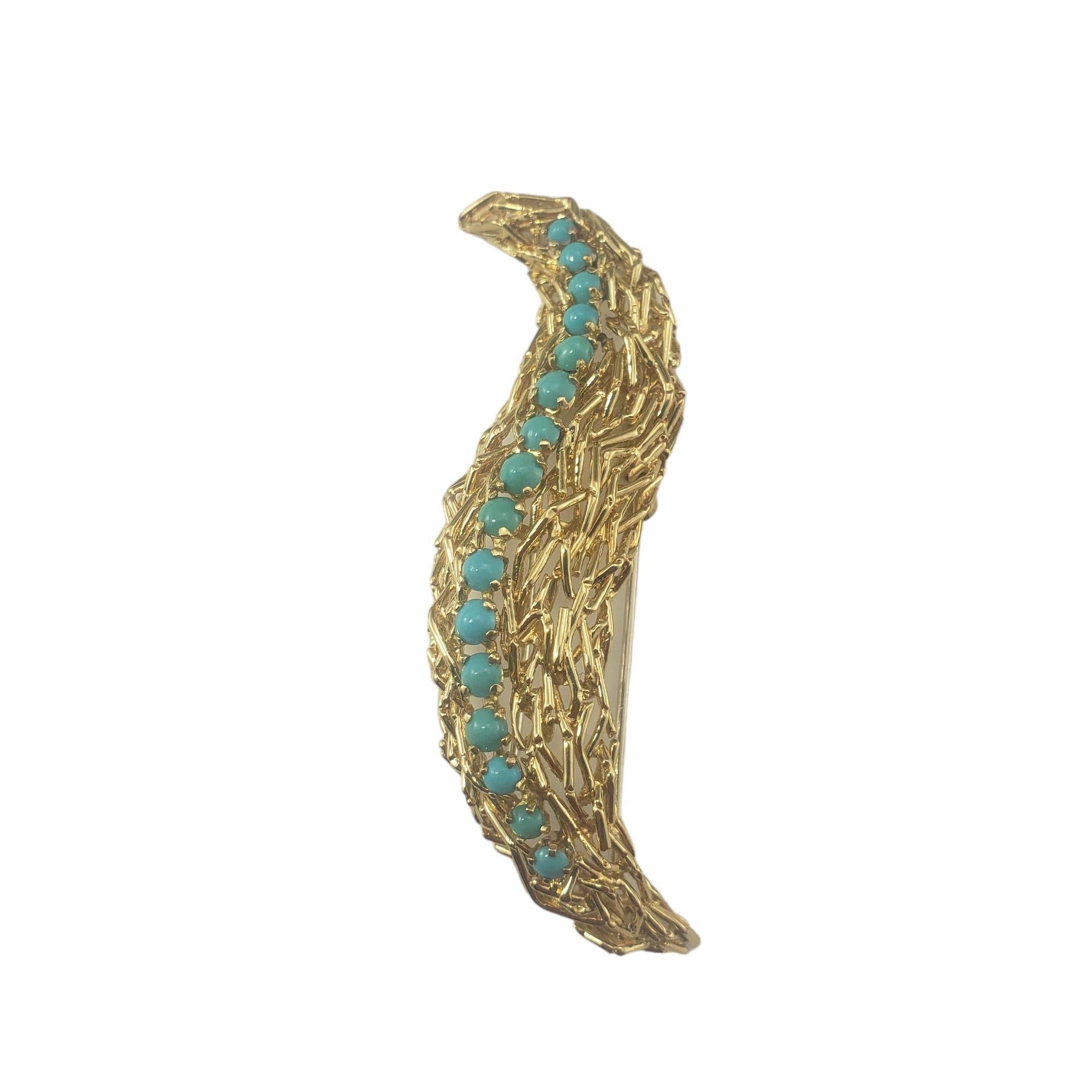 Bead Tiffany & Co. 18 Karat Yellow Gold and Turquoise Brooch/Pin #16802 For Sale