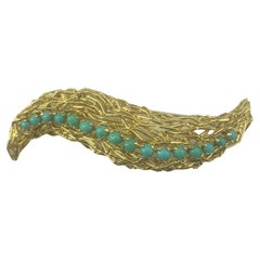 Vintage Tiffany & Co. 18 Karat Yellow Gold and Turquoise Brooch/Pin #16802