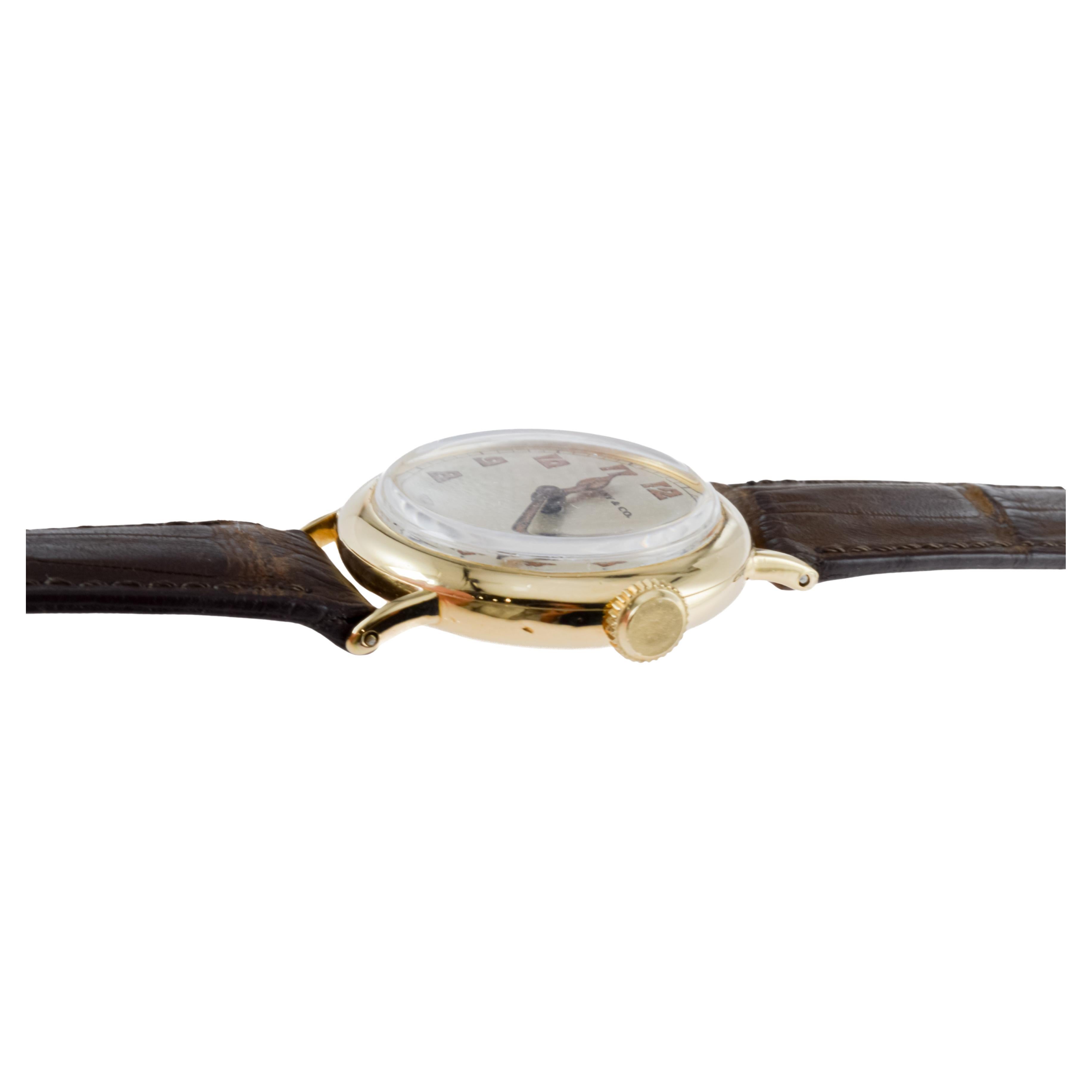 Tiffany & Co. 18 Karat Yellow Gold Art Deco Watch by I.W.C., circa 1920s For Sale 6