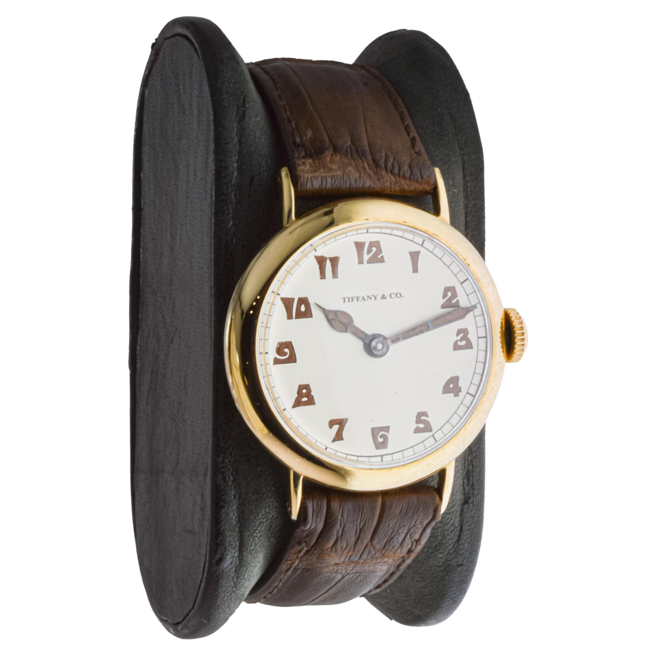 Tiffany & Co. 18 Karat Yellow Gold Art Deco Watch by I.W.C., circa 1920s In Excellent Condition For Sale In Long Beach, CA