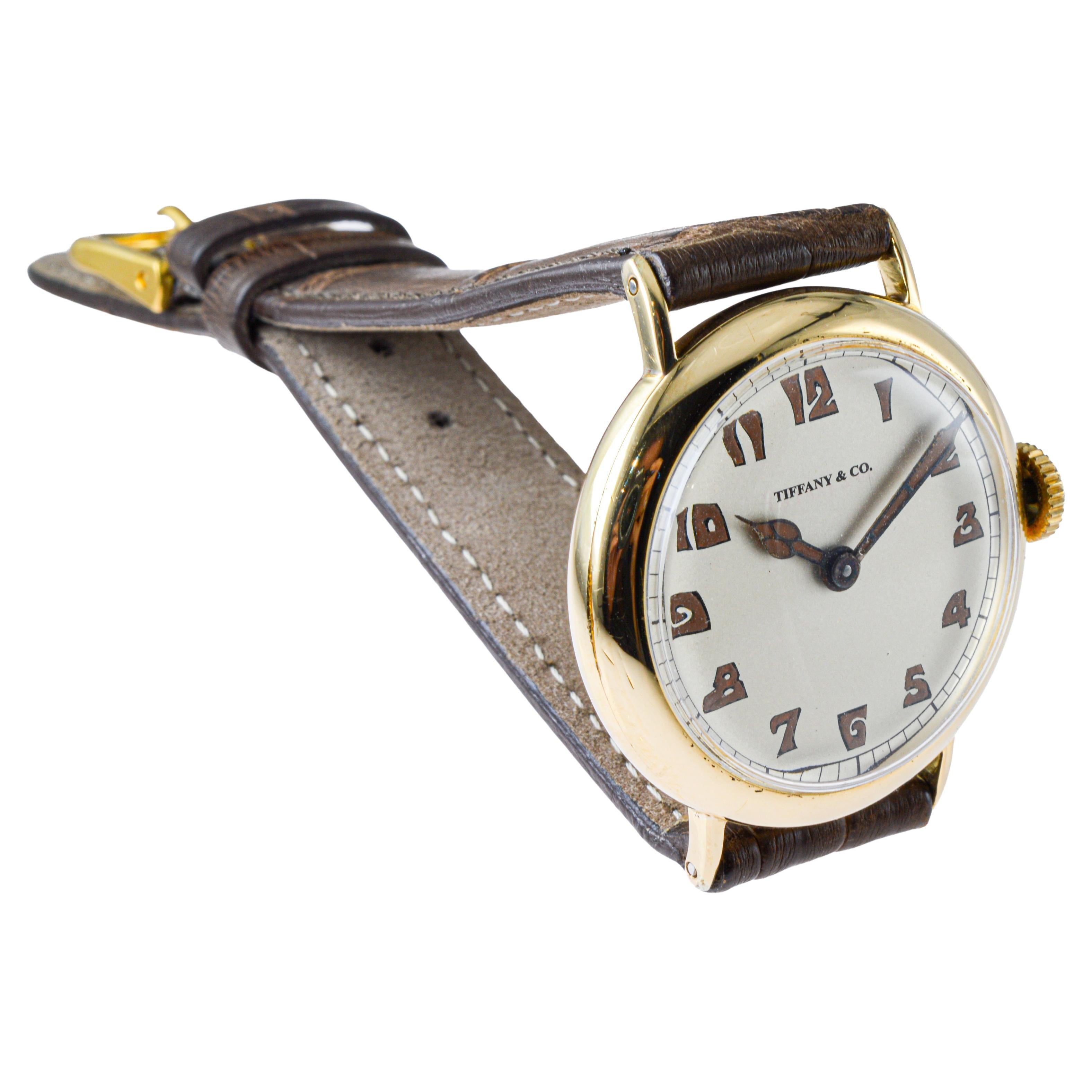 Tiffany & Co. 18 Karat Yellow Gold Art Deco Watch by I.W.C., circa 1920s For Sale 3