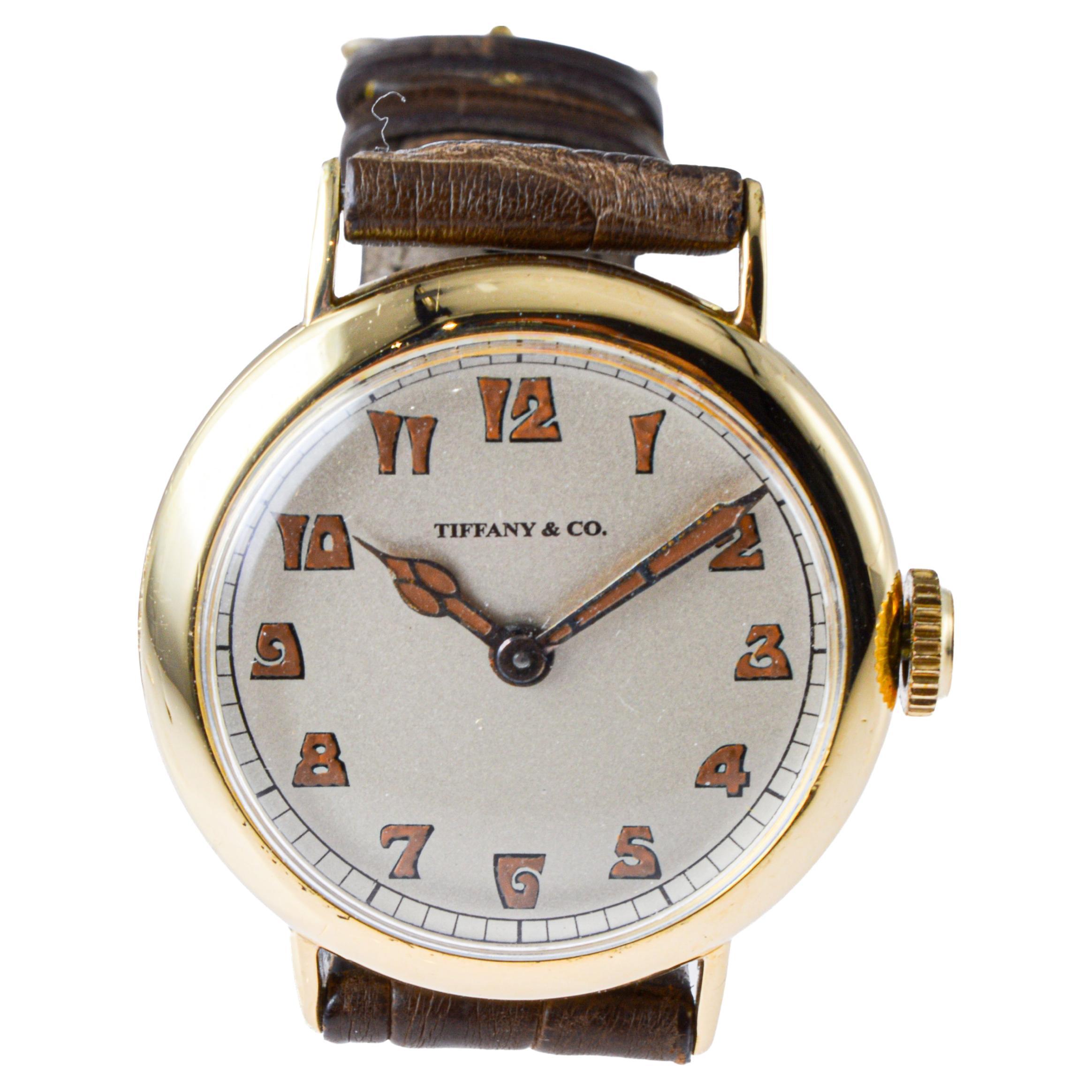 Tiffany & Co. 18 Karat Yellow Gold Art Deco Watch by I.W.C., circa 1920s For Sale 4