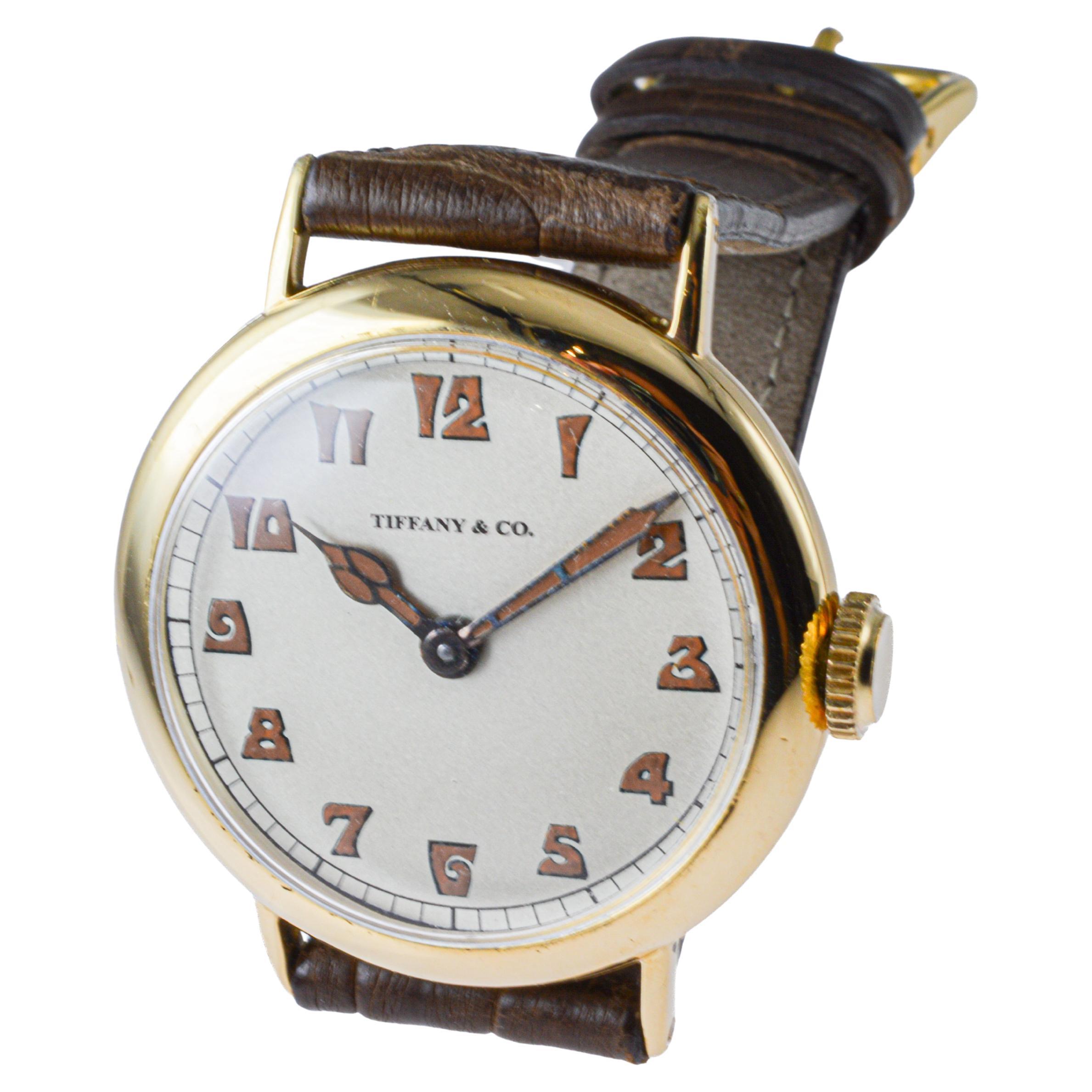 Tiffany & Co. 18 Karat Yellow Gold Art Deco Watch by I.W.C., circa 1920s For Sale 5