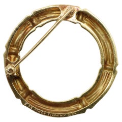 Tiffany & Co. 18 Karat Yellow Gold Bamboo Circle Pin Brooch Italy