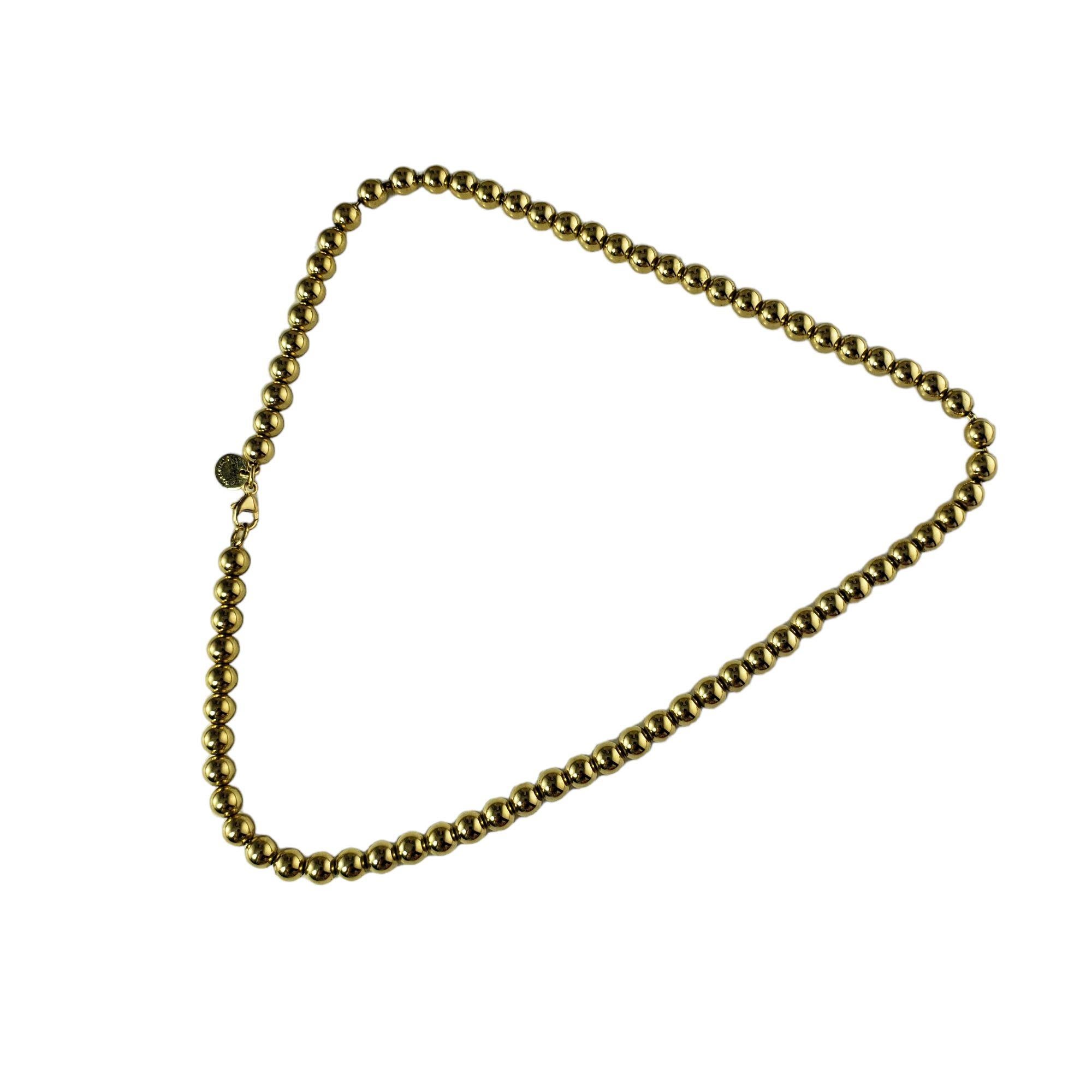 Tiffany & Co. 18 Karat Yellow Gold Bead Necklace In Good Condition In Washington Depot, CT