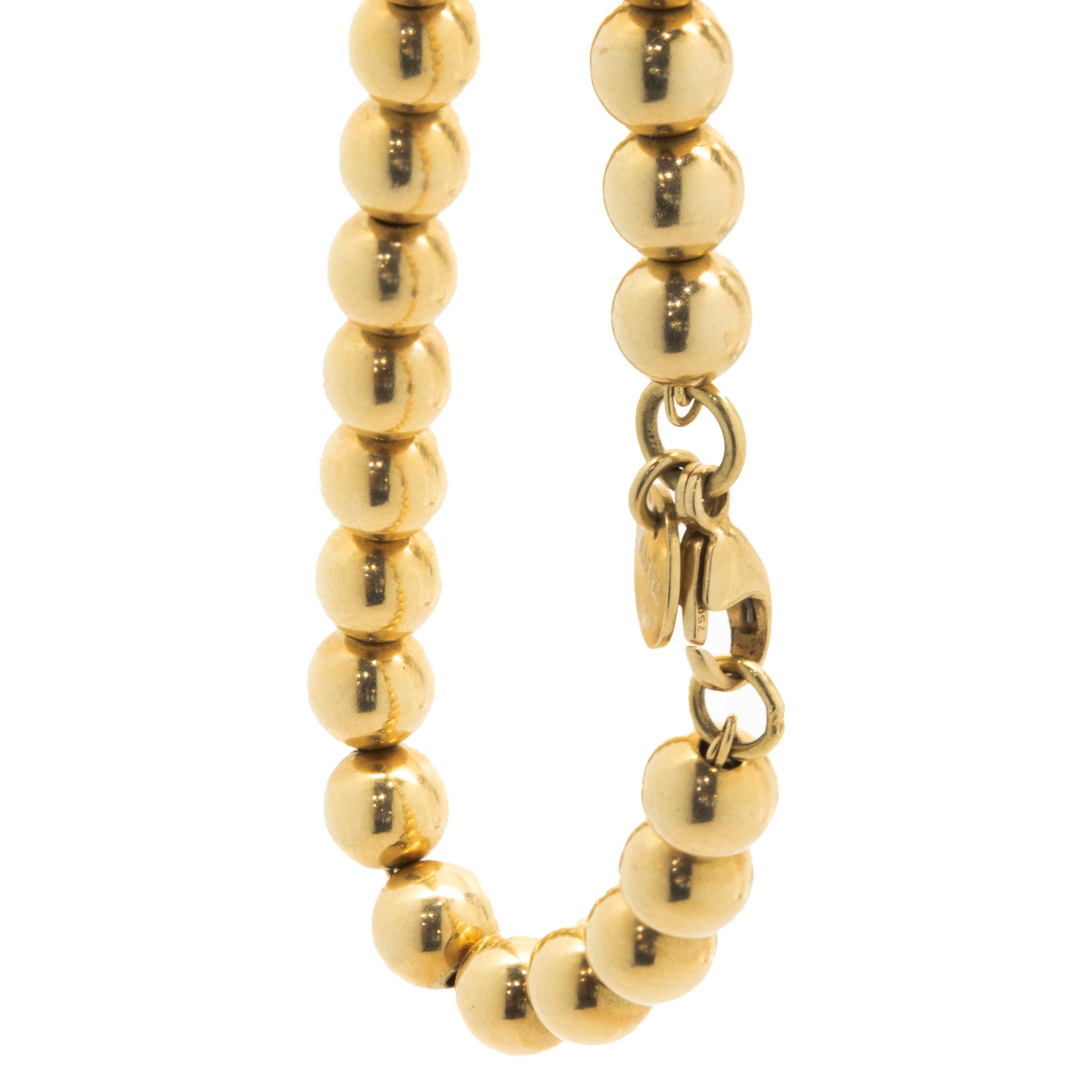 Tiffany & Co. 18 Karat Gelbgold Perlenarmband im Zustand „Hervorragend“ in Scottsdale, AZ