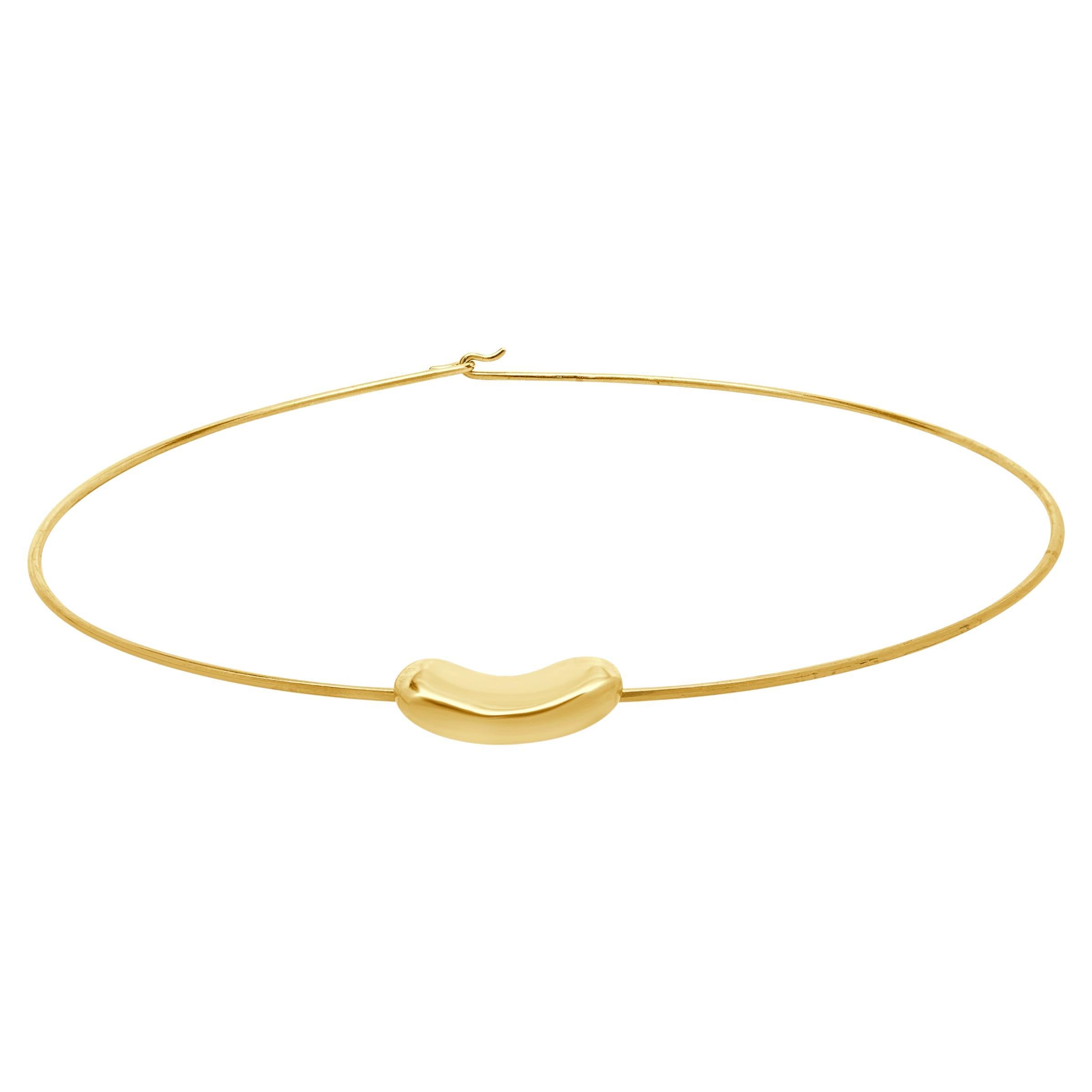 Tiffany & Co. 18 Karat Yellow Gold Bean Wire Wrap Necklace
