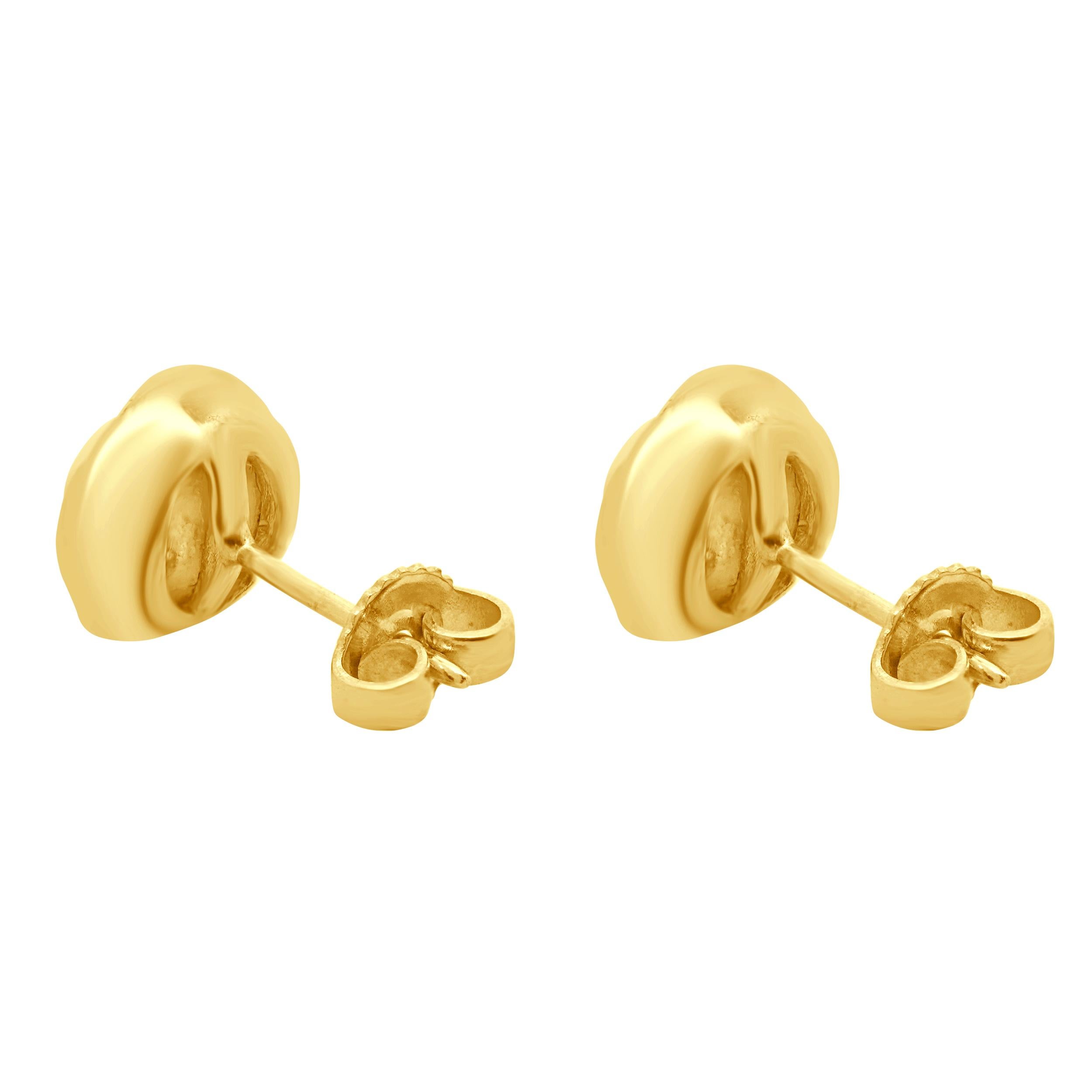 Tiffany & Co. 18 Karat Yellow Gold Bezel Set Pearl Stud Earrings In Excellent Condition For Sale In Scottsdale, AZ