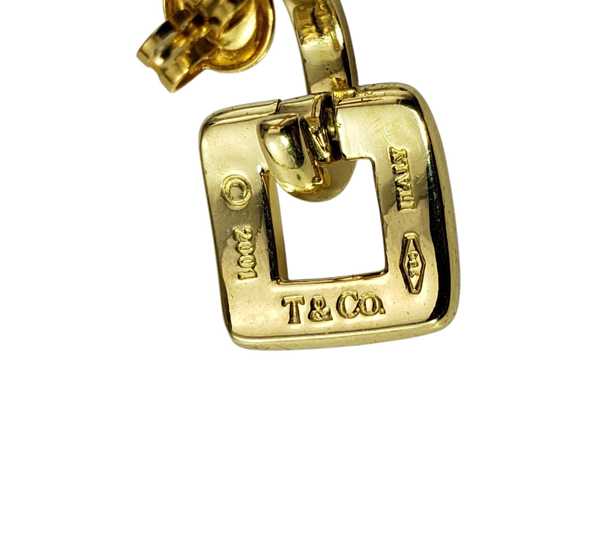 Tiffany & Co. Pendants d'oreilles carrés en or jaune 18 carats et biscayne #21535 Bon état - En vente à Washington Depot, CT